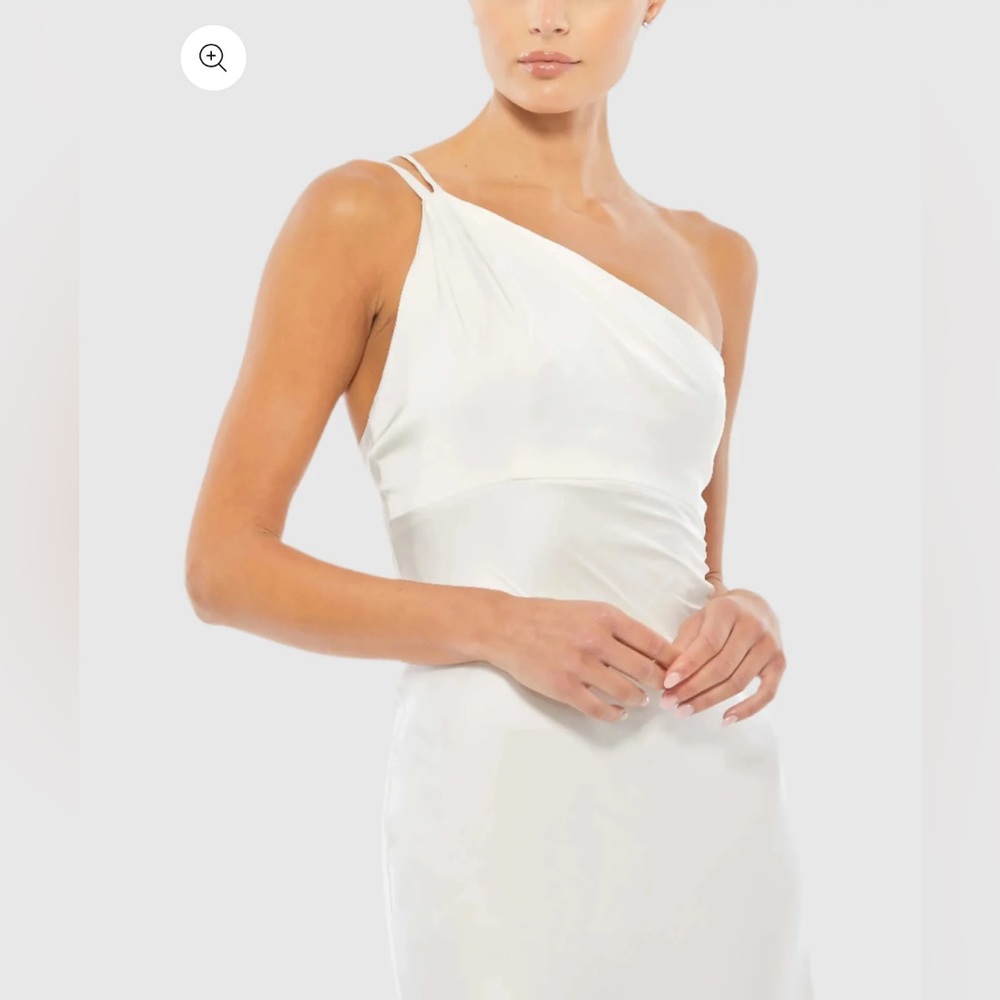 Ieena for MacDuggal One Shoulder Double Strap Satin Gown NWT Size 6 - Picture 2 of 13